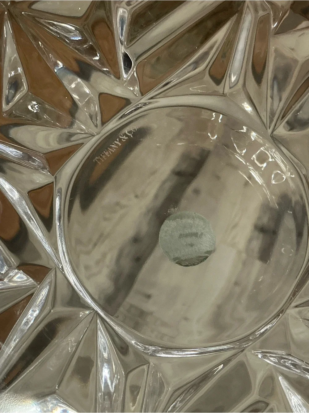 Tiffany & Co. Clear Cut Crystal Bowl Rock Out Faced edges and Tiffany Blue Box